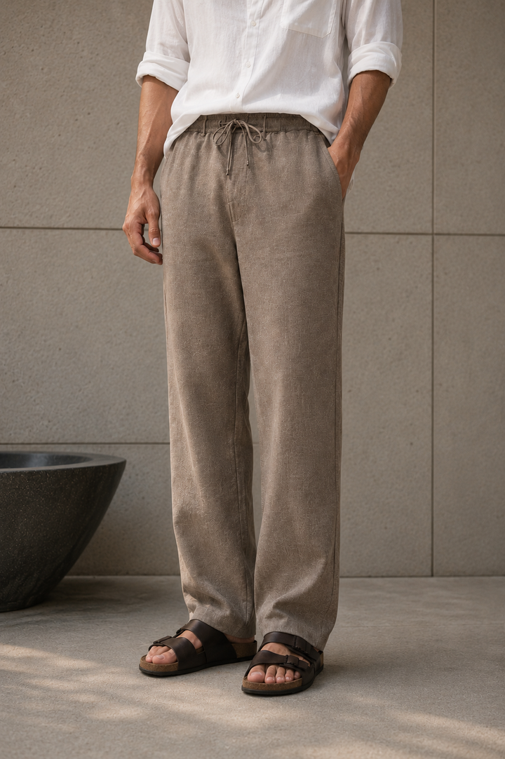 Linen : Coco Brown Baggy Trousers