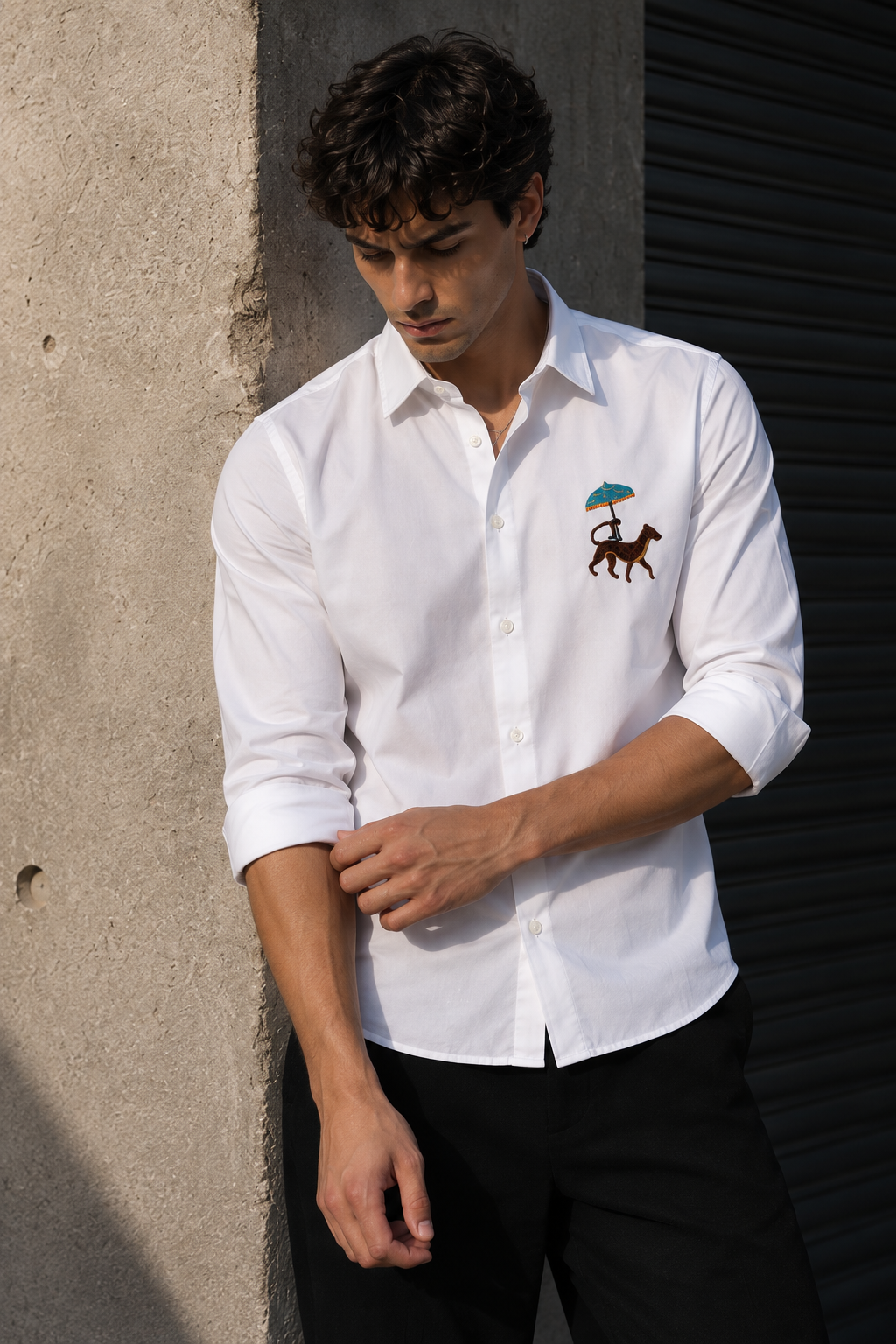 Leopard: White Embroidery Shirt