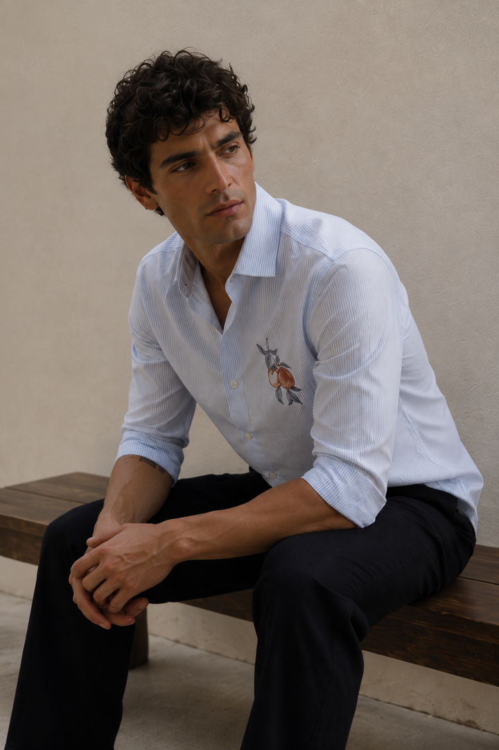 Orange Embroidery Shirt