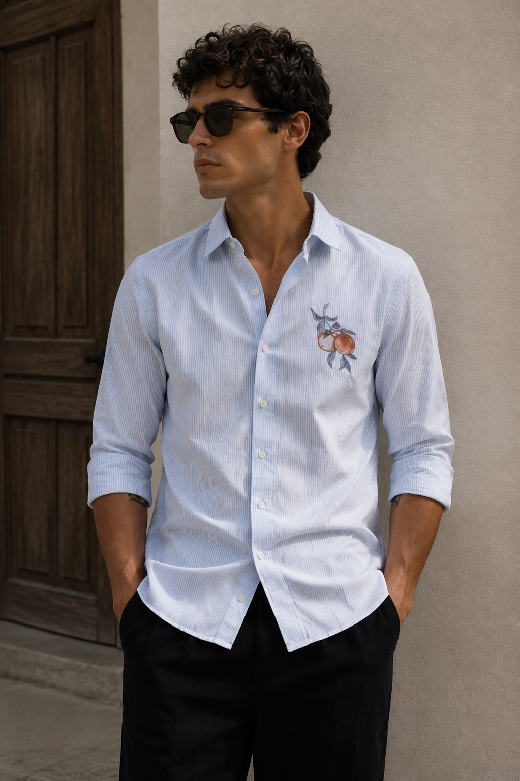 Orange Embroidery Shirt