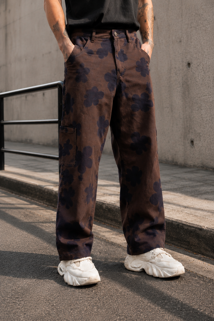 Floral Printed Baggy Cargo Pants