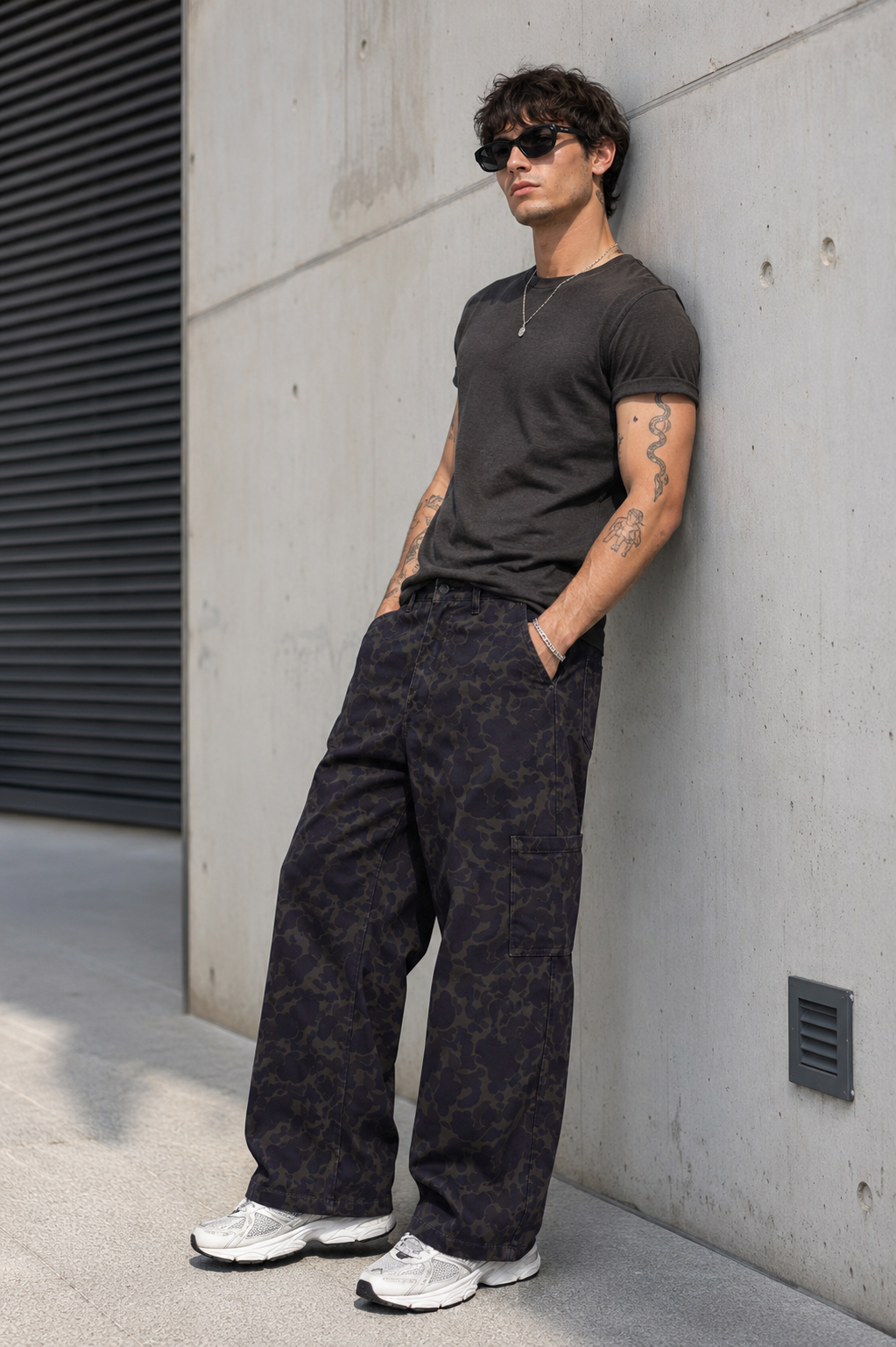 Camouflage Printed Baggy Cargo Pants