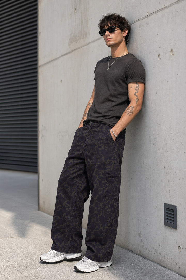 Camouflage Printed Baggy Cargo Pants