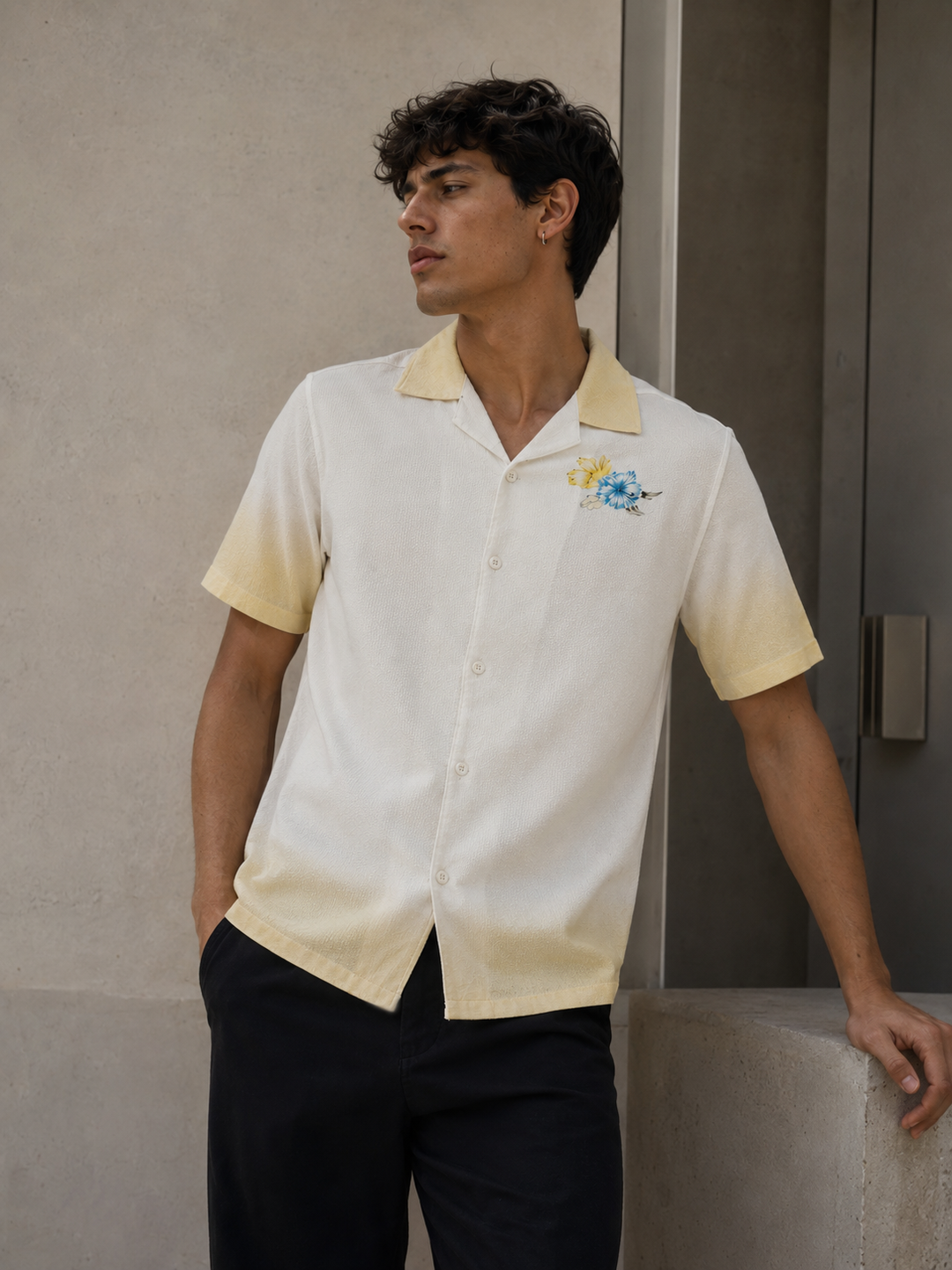 Classic: Parrot Printed White Cuban Cotton Shirt