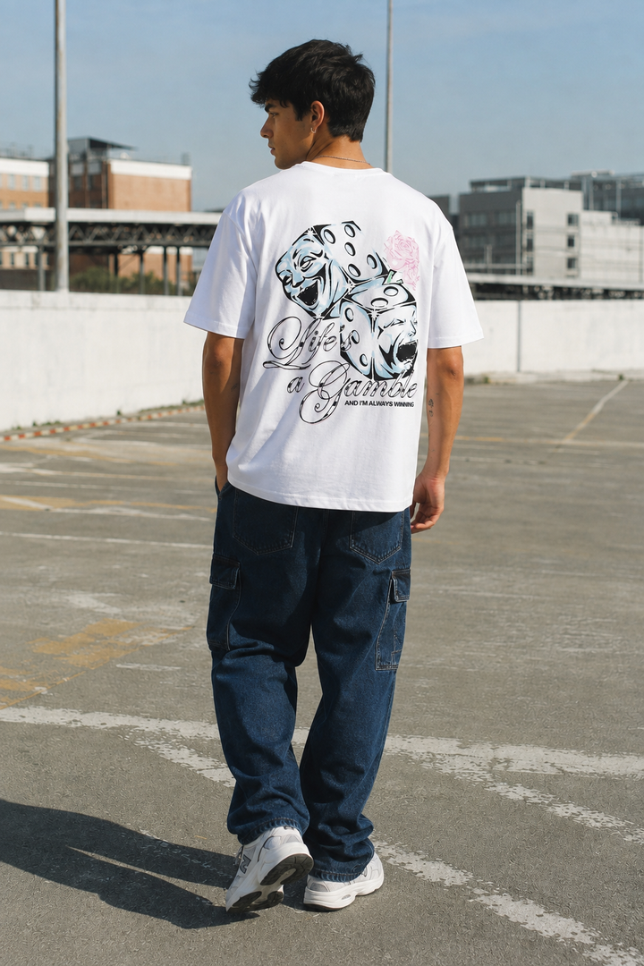 Game of Dice: White Oversized T-shirt