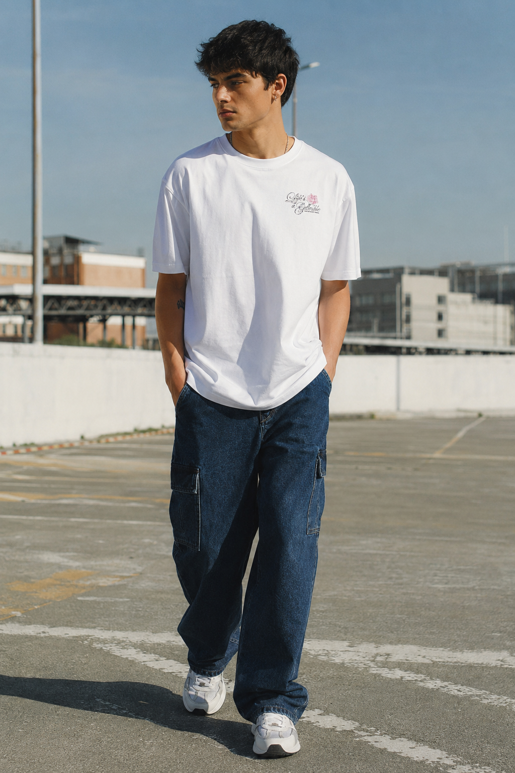 Game of Dice: White Oversized T-shirt