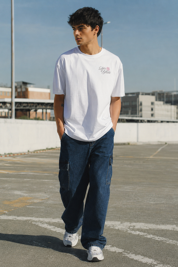 Game of Dice: White Oversized T-shirt