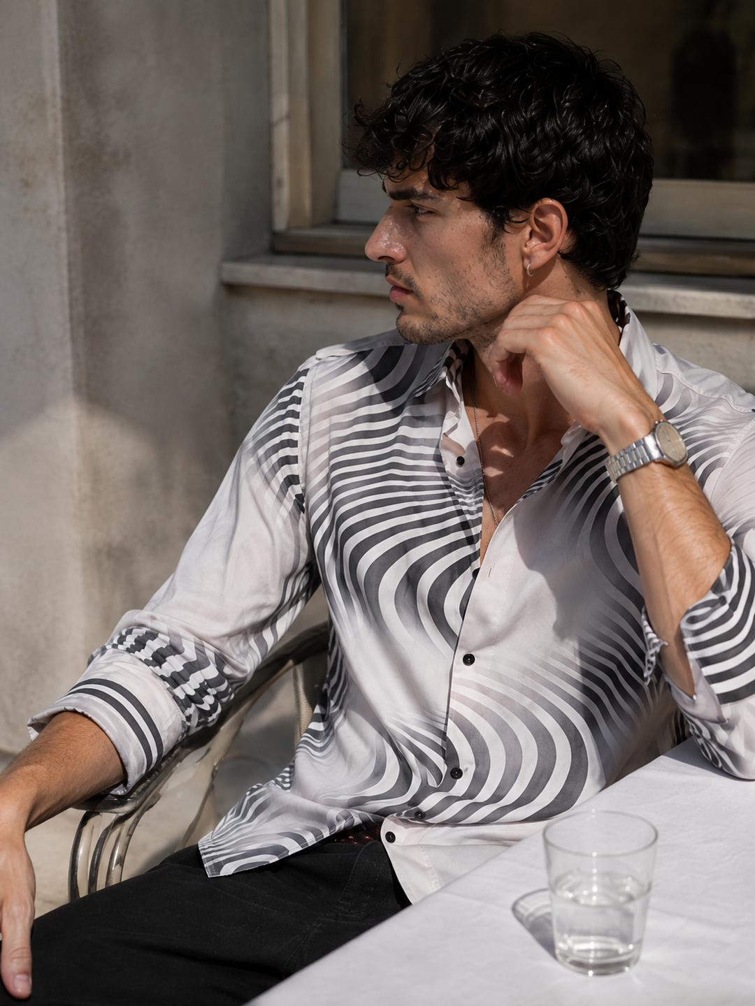 Glance : Printed Satin Shirt
