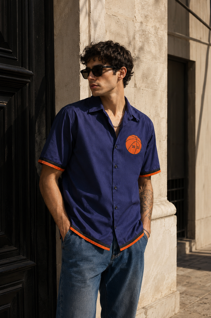 New york: Blue Oversized Shirt