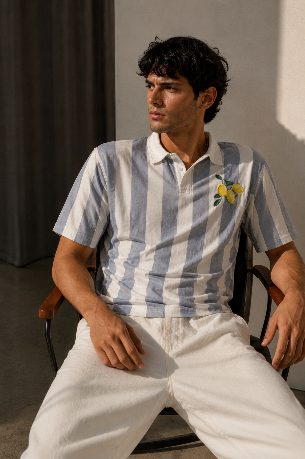 Lemon: Grey Stripes Polo Shirt