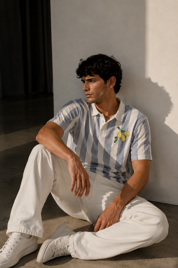 Lemon: Grey Stripes Polo Shirt