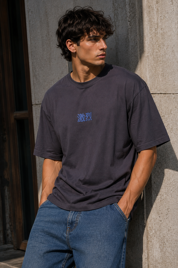 Japanese Dragon: Grey Oversized T-shirt
