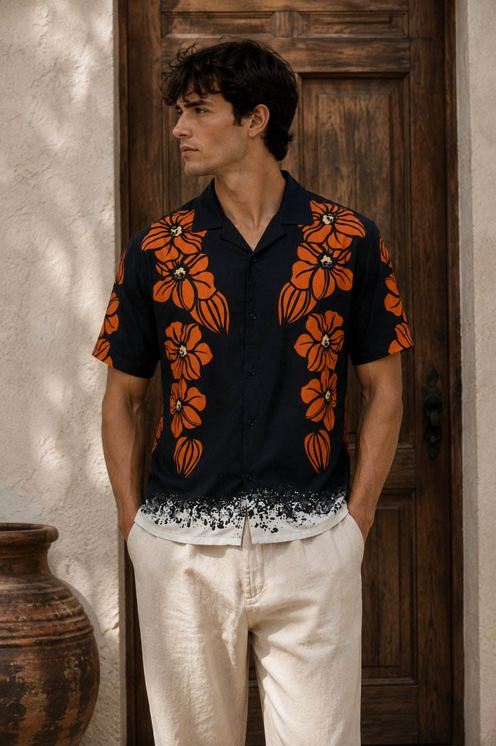 Tangerine Blossom Cuban Shirt