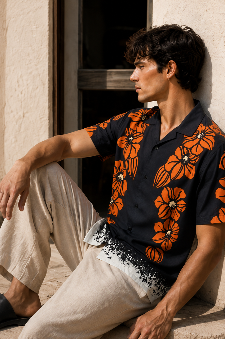 Tangerine Blossom Cuban Shirt