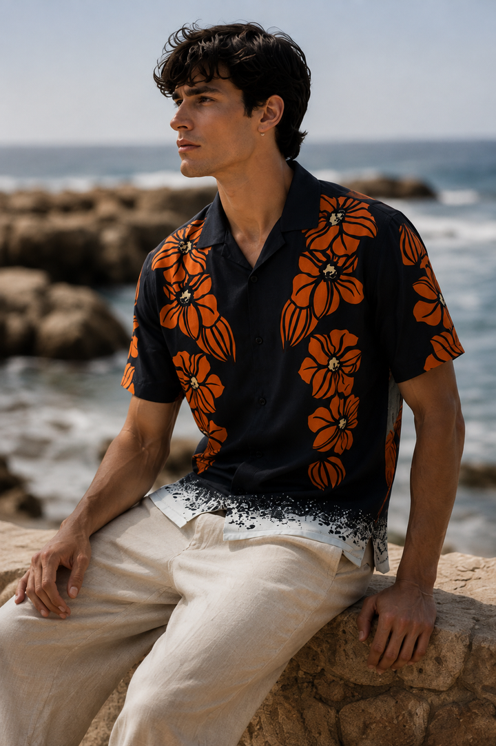 Tangerine Blossom Cuban Shirt