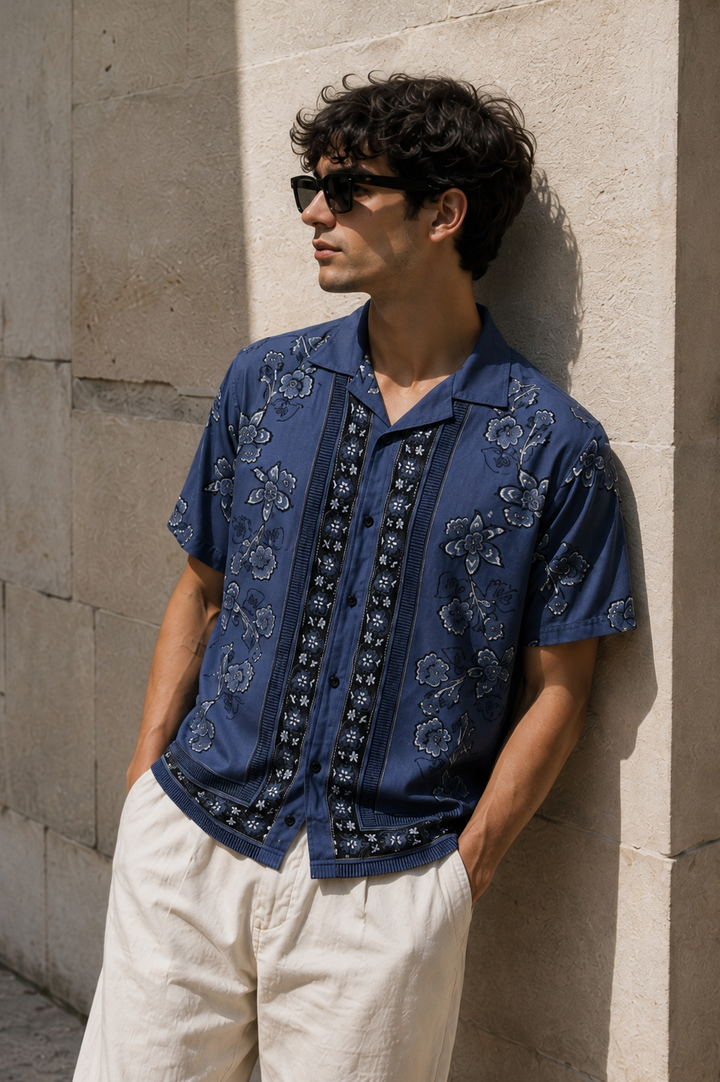 Turquoise Cuban Shirt