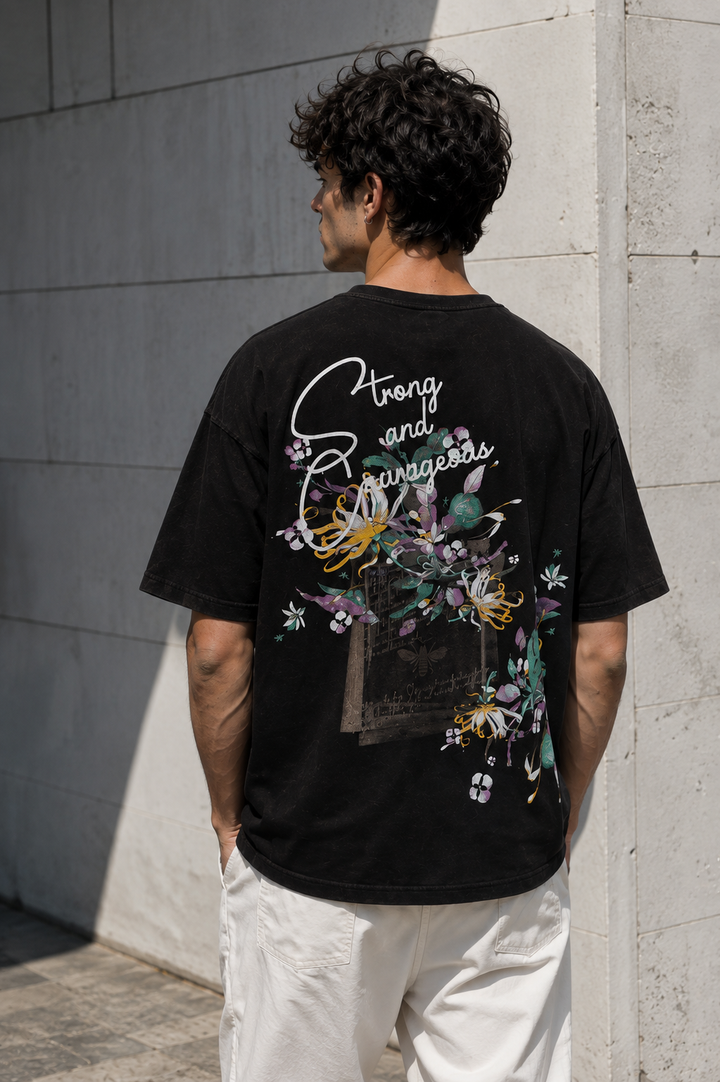 Strong and Gorgeous: Washed Black Oversized T-shirt