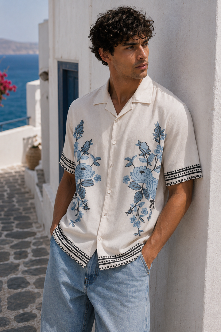 Cream Floret : Cuban Shirt