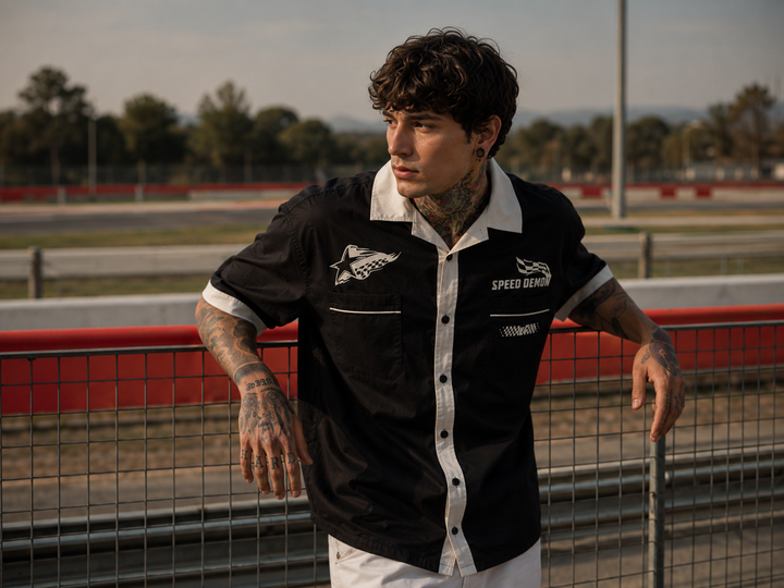 Racing: Brown Oversized Cotton Shirt