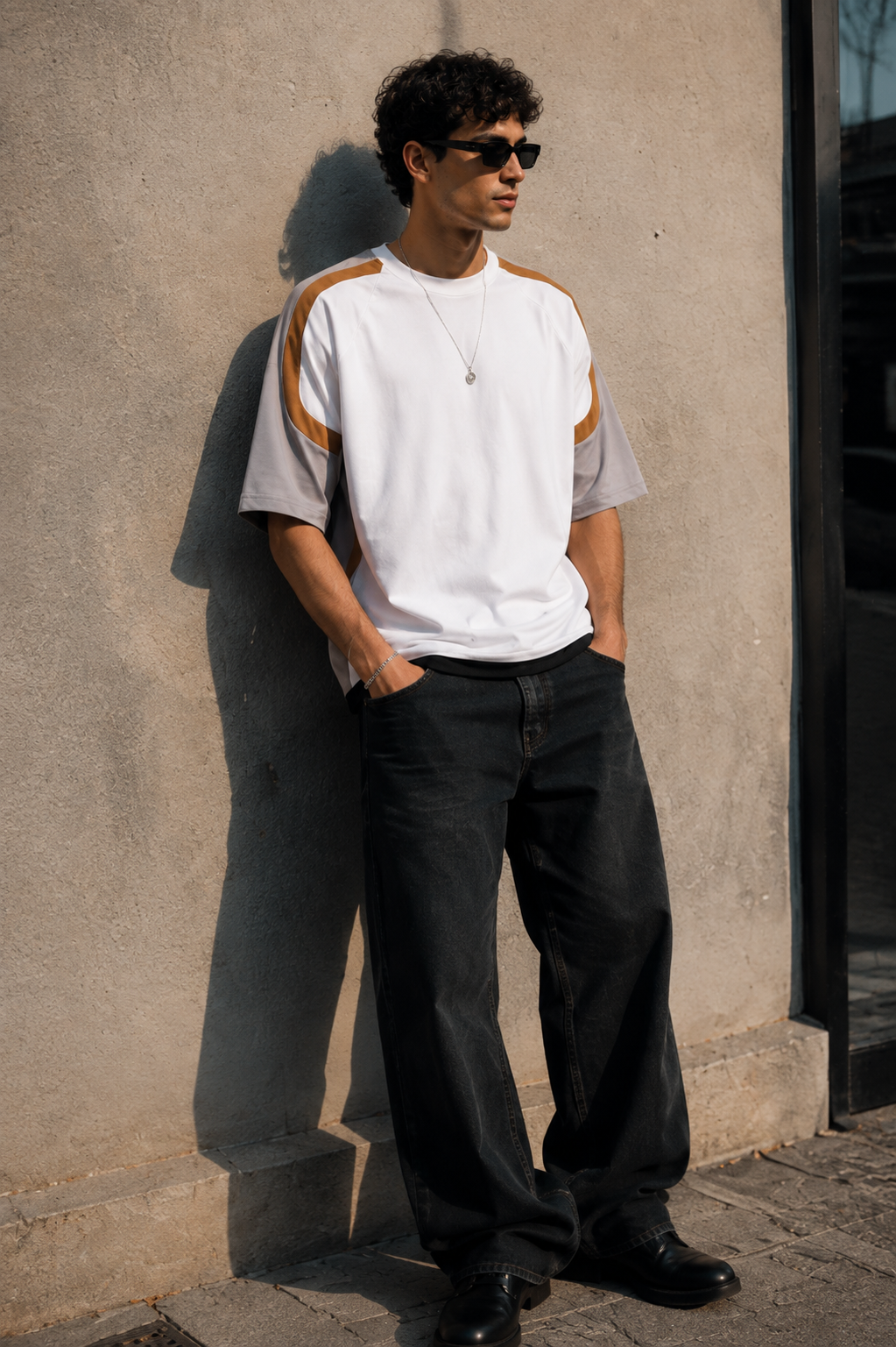 Cut & Sew White Oversized T-shirt