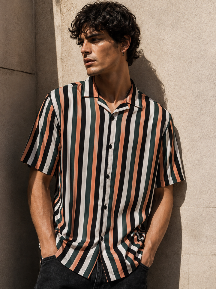 Classic Stripes: Peach Cuban Shirt