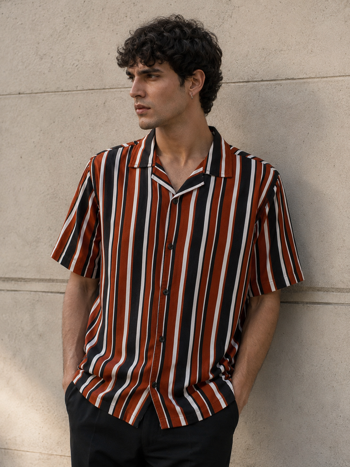 Classic Stripes: Red & White Cuban Shirt