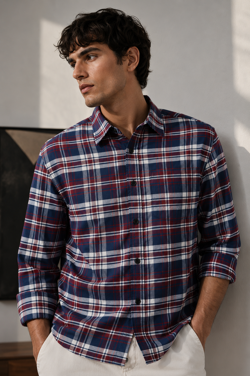 Twill: Red & Blue Checks Shirt