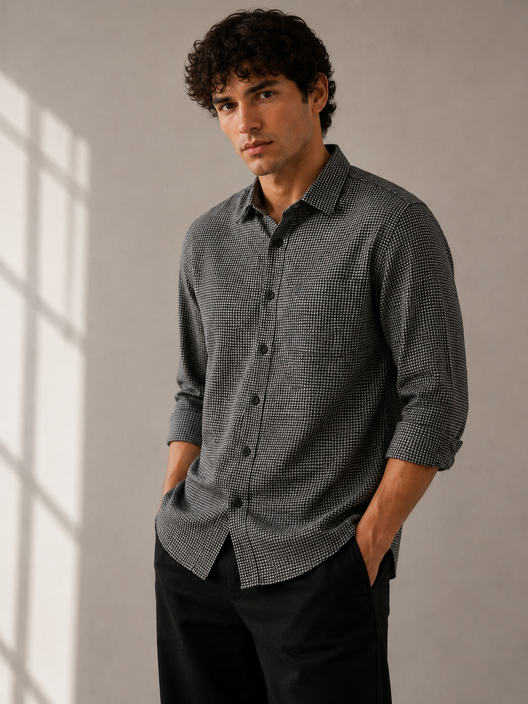 Textured fabric Grey Shirt