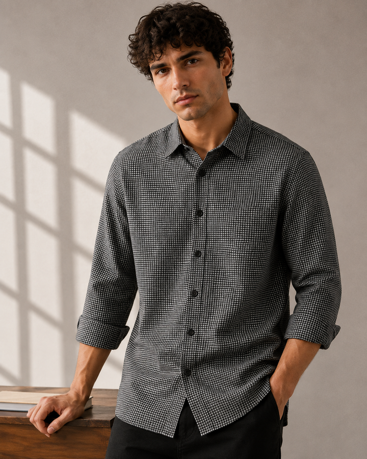Textured fabric Grey Shirt