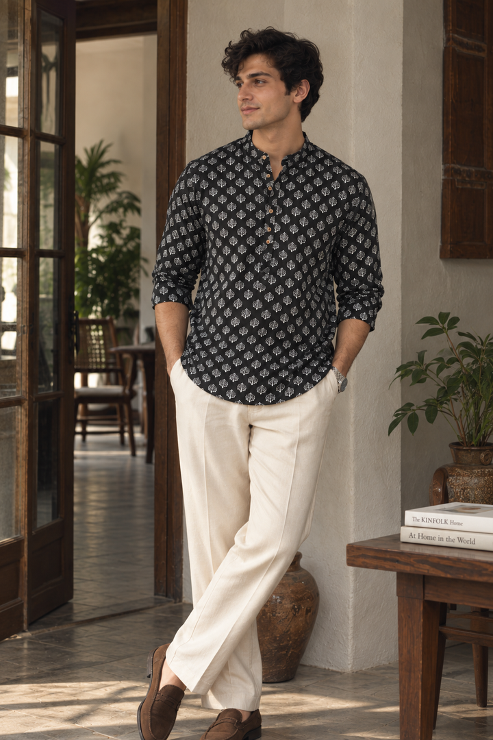 Ethnic Black Printed Kurta