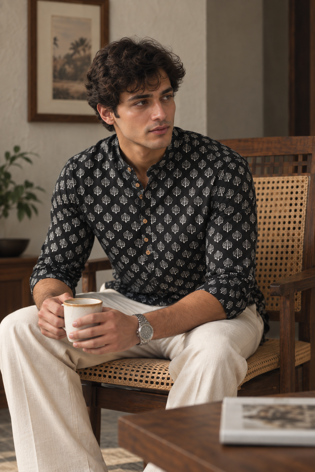 Ethnic Black Printed Kurta
