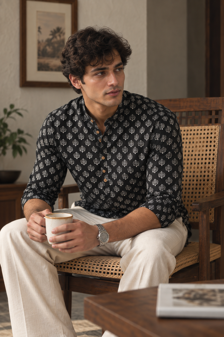 Ethnic Black Printed Kurta