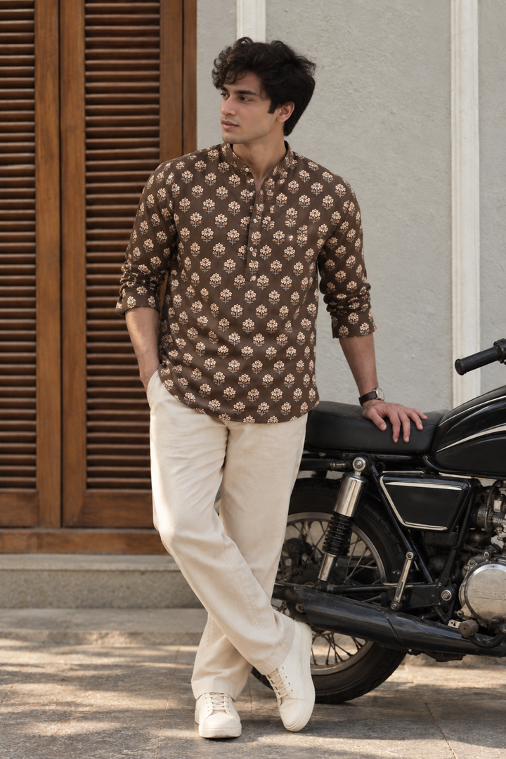 Ethnic Brown Printed Kurta