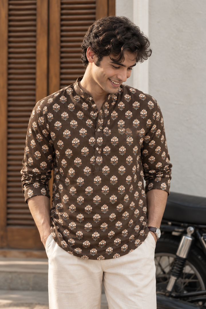Ethnic Brown Printed Kurta
