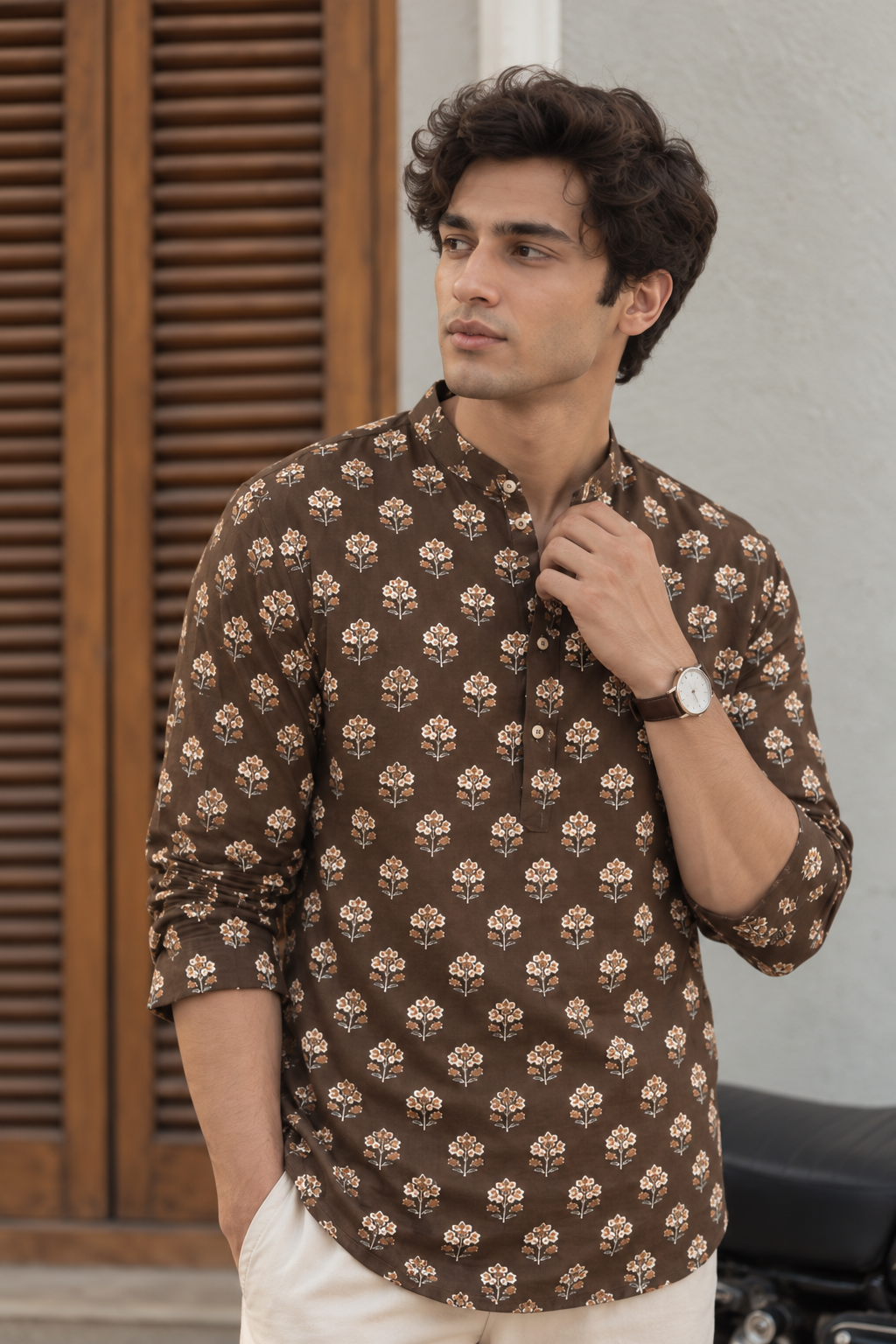 Ethnic Brown Printed Kurta