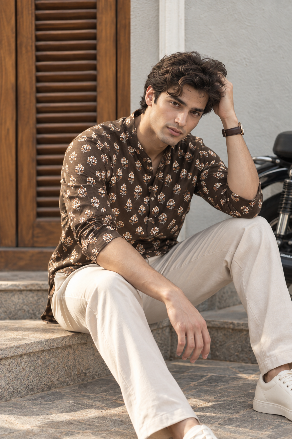 Ethnic Brown Printed Kurta