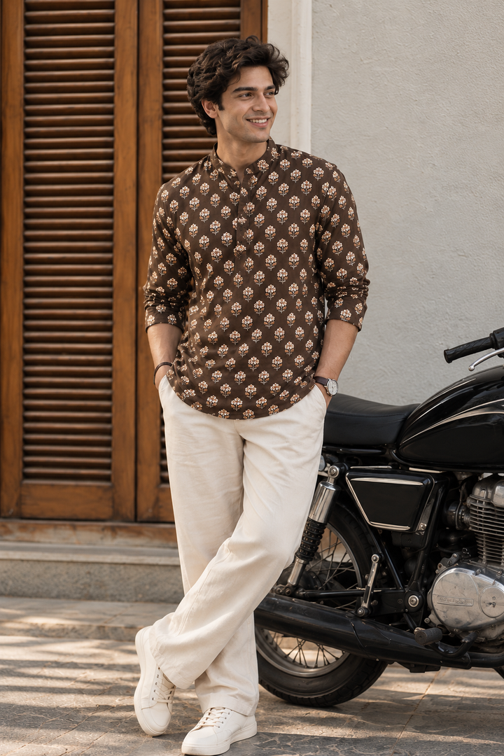 Ethnic Brown Printed Kurta
