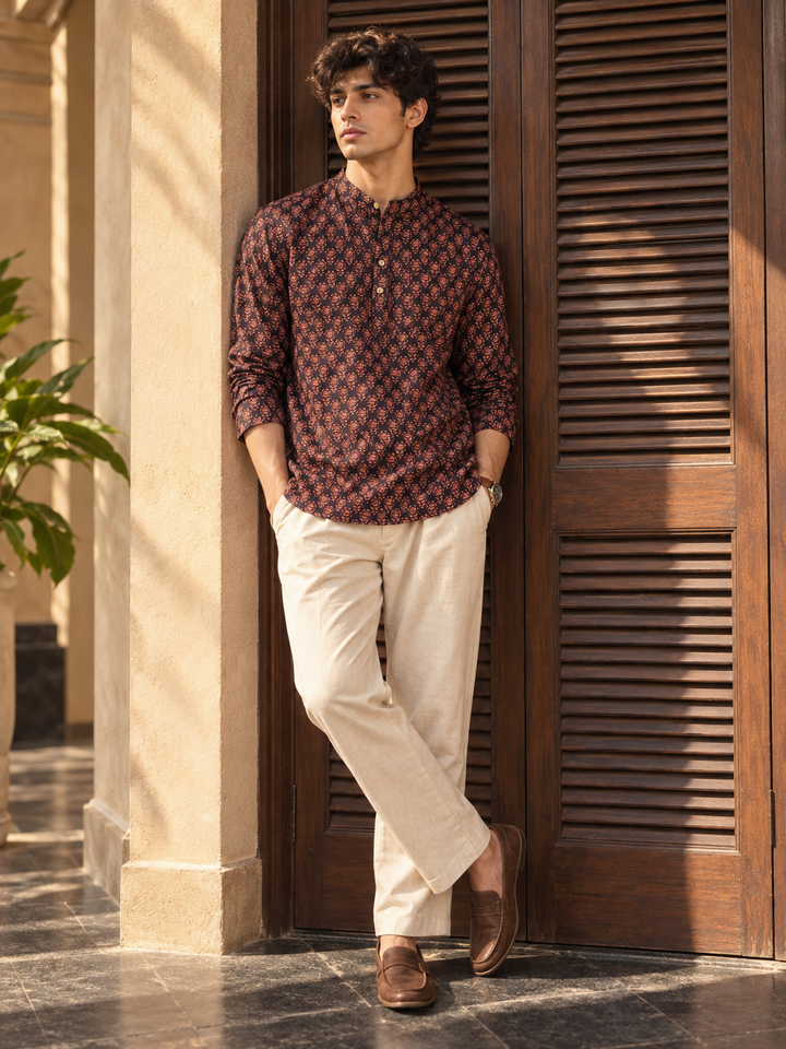 Ethnic Maroon Printed Kurta