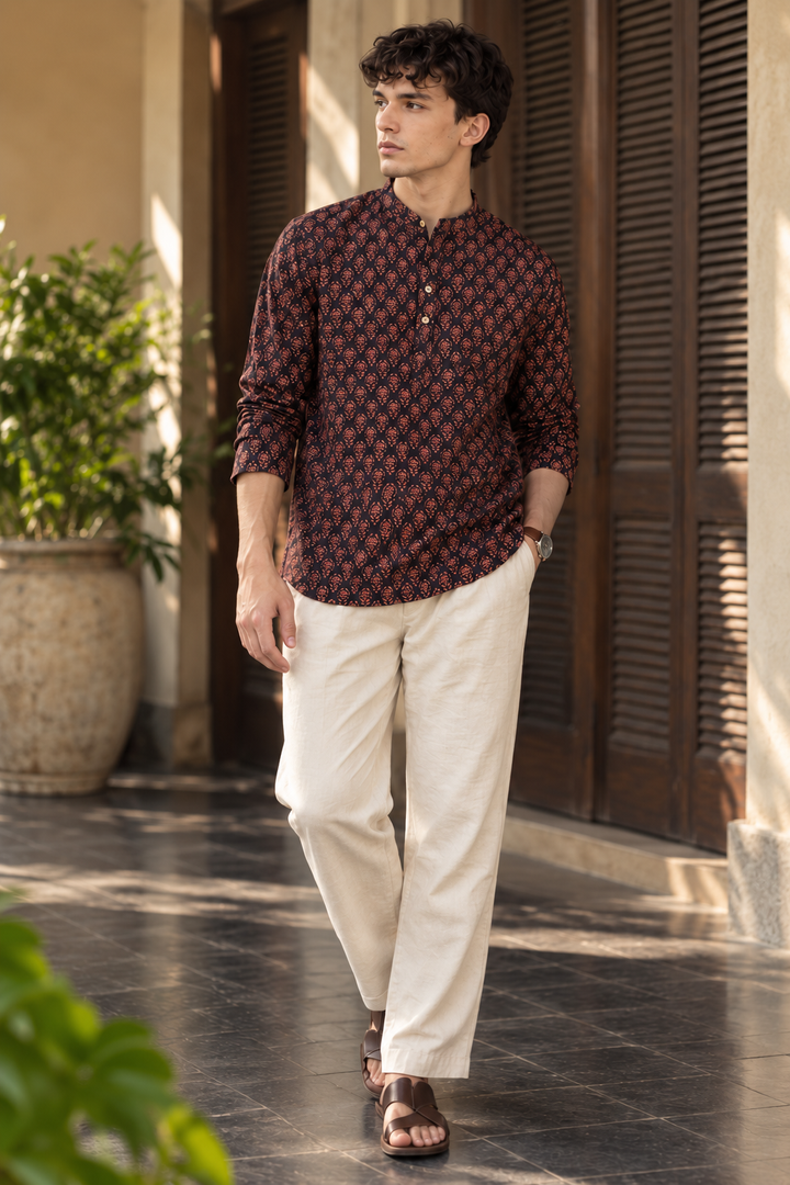 Ethnic Maroon Printed Kurta