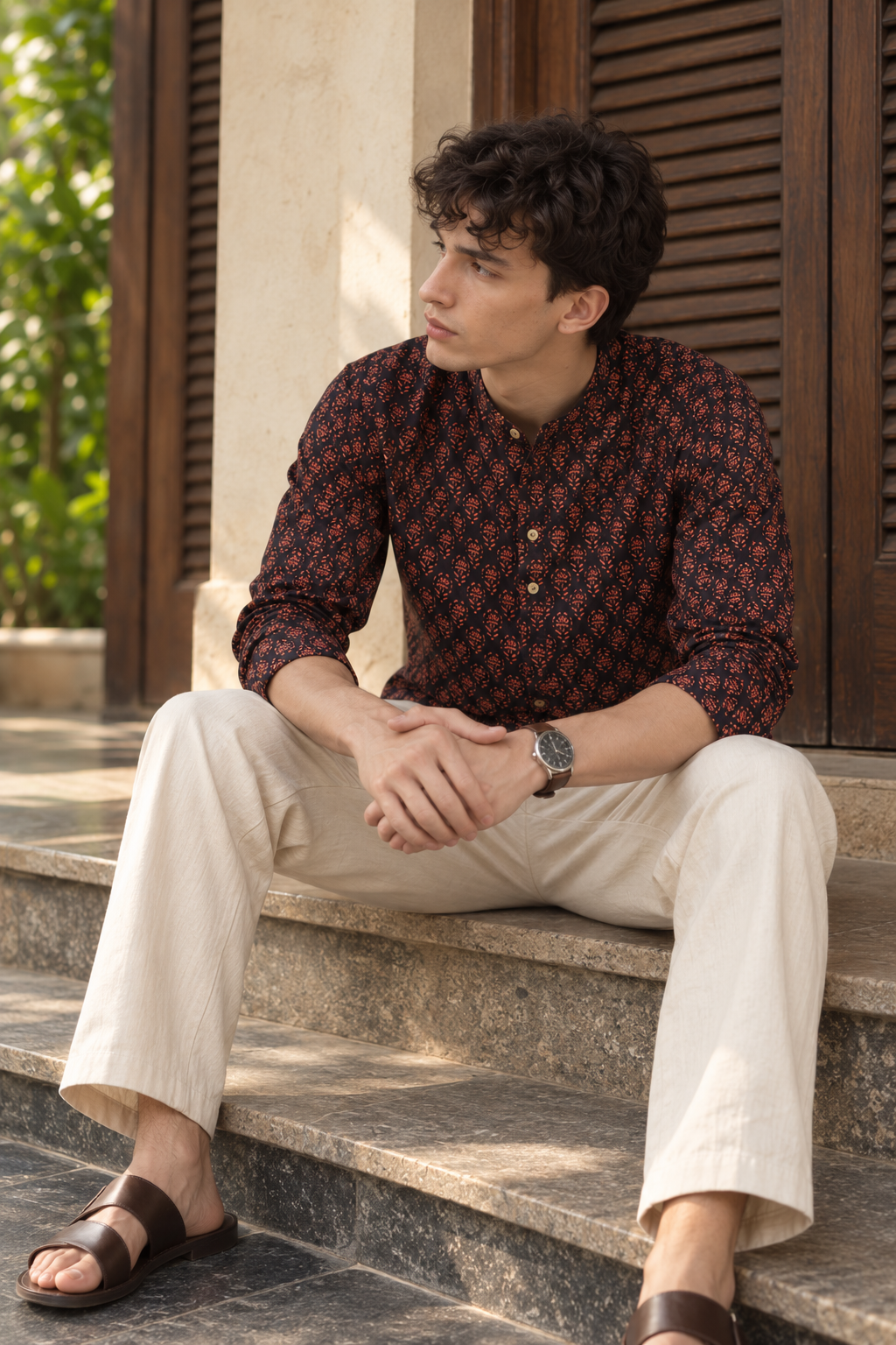 Ethnic Maroon Printed Kurta
