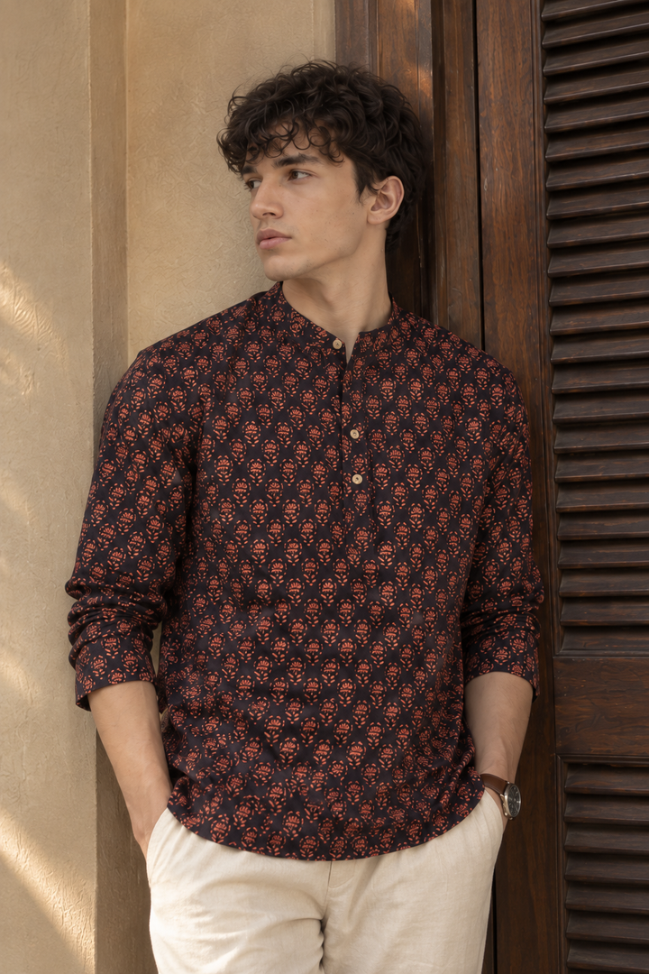 Ethnic Maroon Printed Kurta