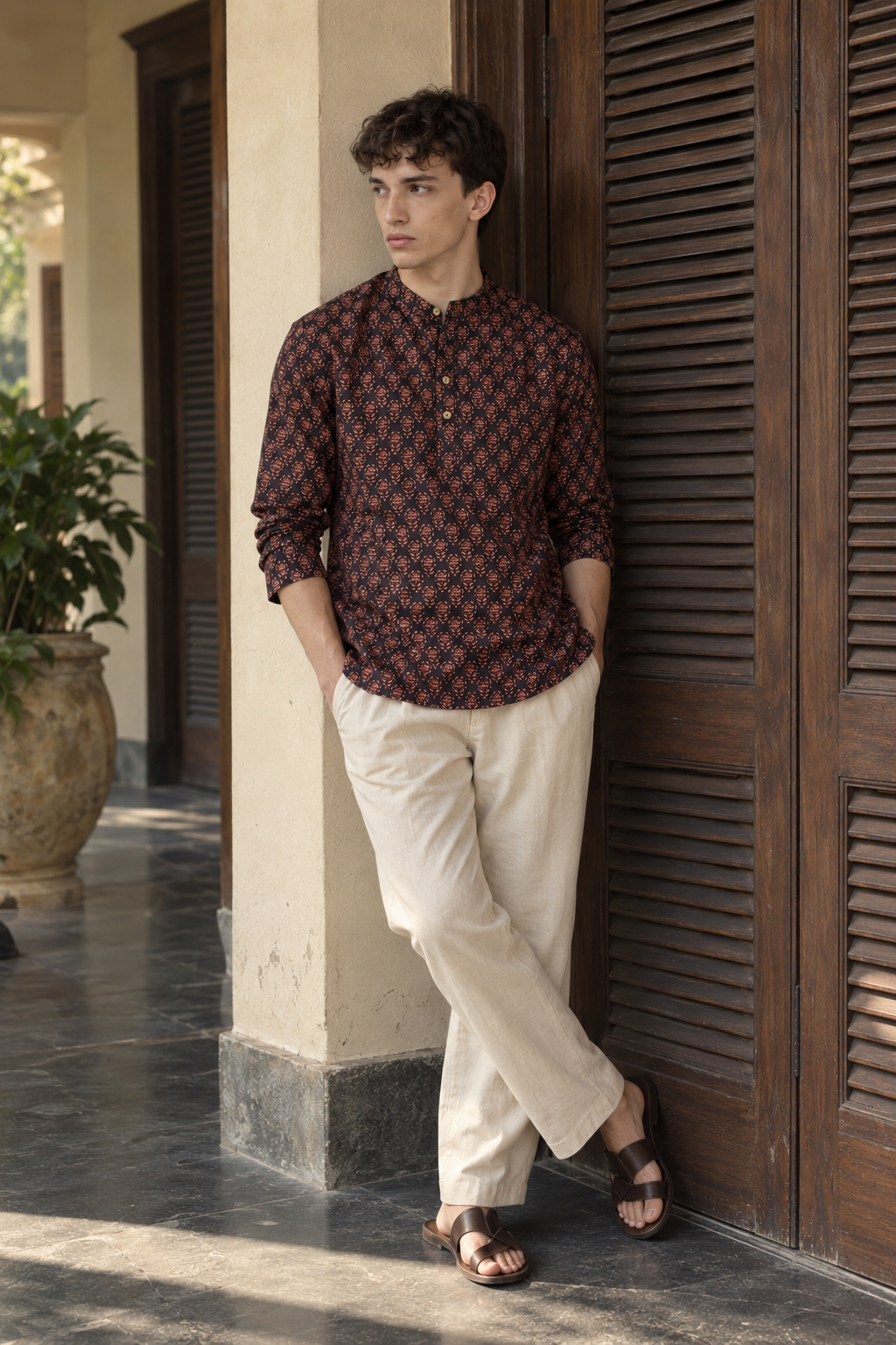 Ethnic Maroon Printed Kurta