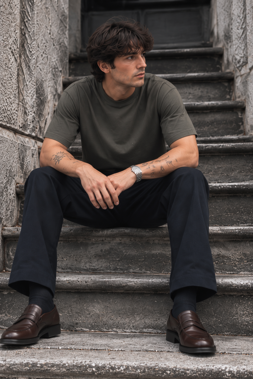 Korean Fit: Straight Fit Navy Pants