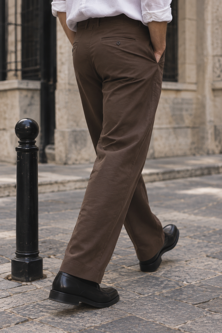 Korean Fit: Straight Fit Brown Pants