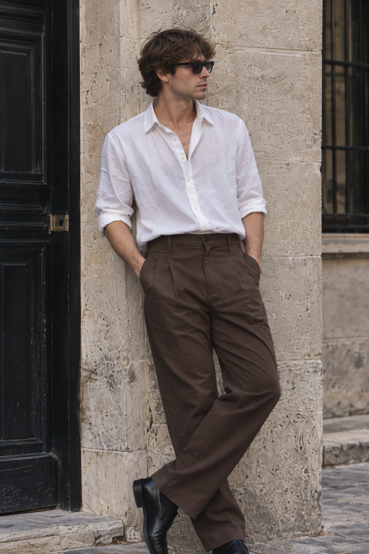 Korean Fit: Straight Fit Brown Pants