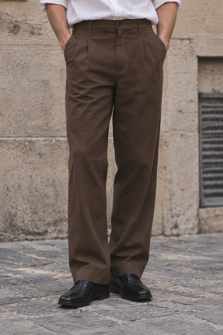 Korean Fit: Straight Fit Brown Pants