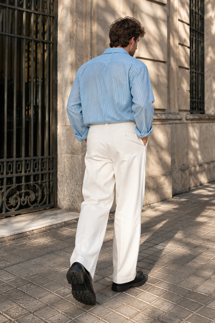 Korean Fit Pants : White Trousers
