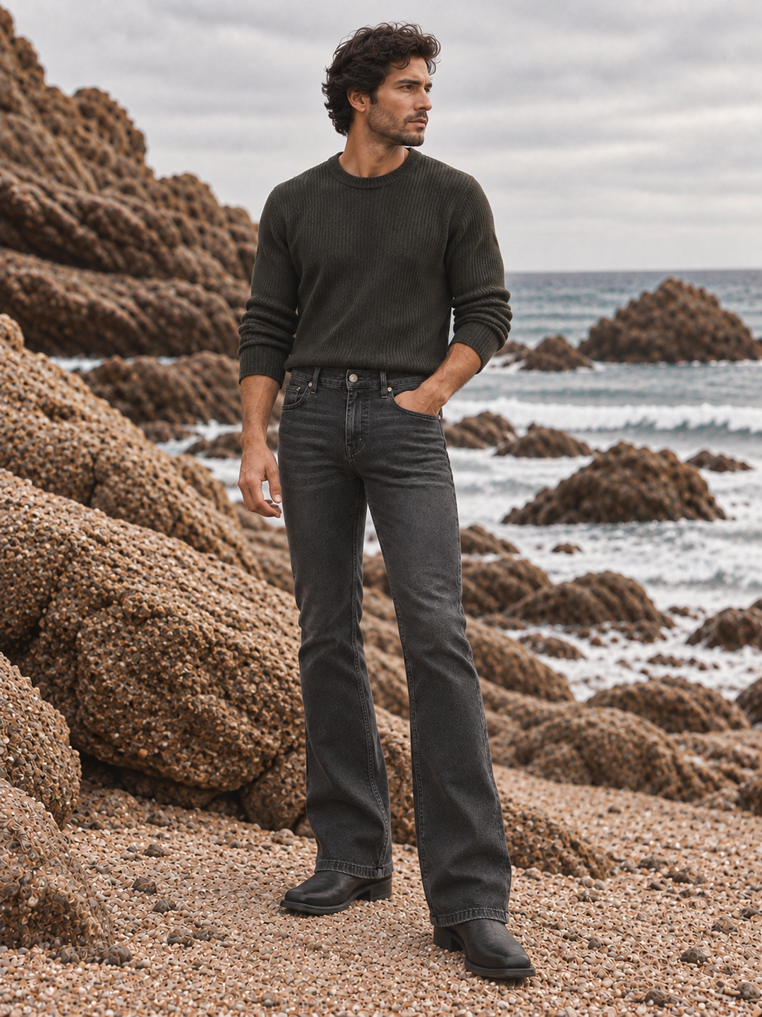 Bootcut : Black Washed Jeans
