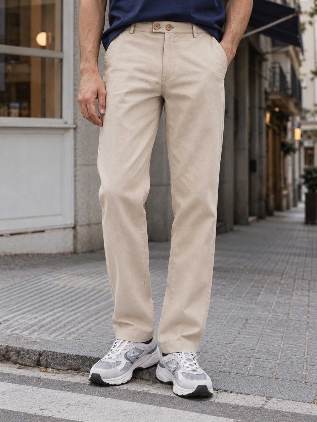 Casual Fit: Cream Linen Pants