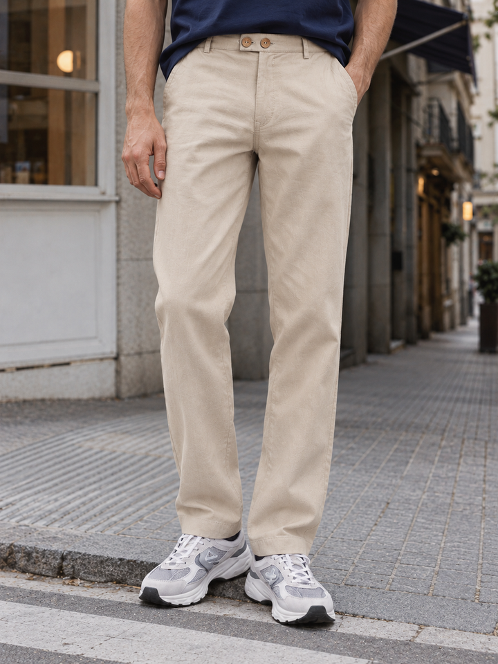 Casual Fit: Cream Linen Pants